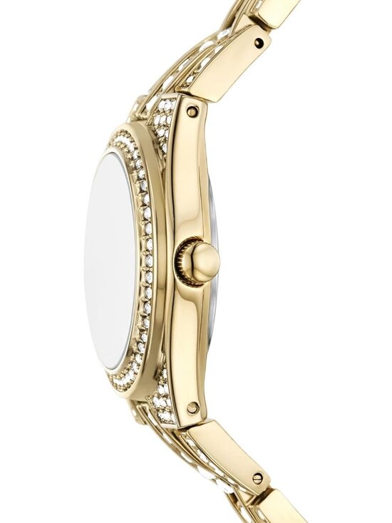 Relic Women\'s Gold Analog Quartz Fossil Queen\'s Court Diamond Round Luxury Watch